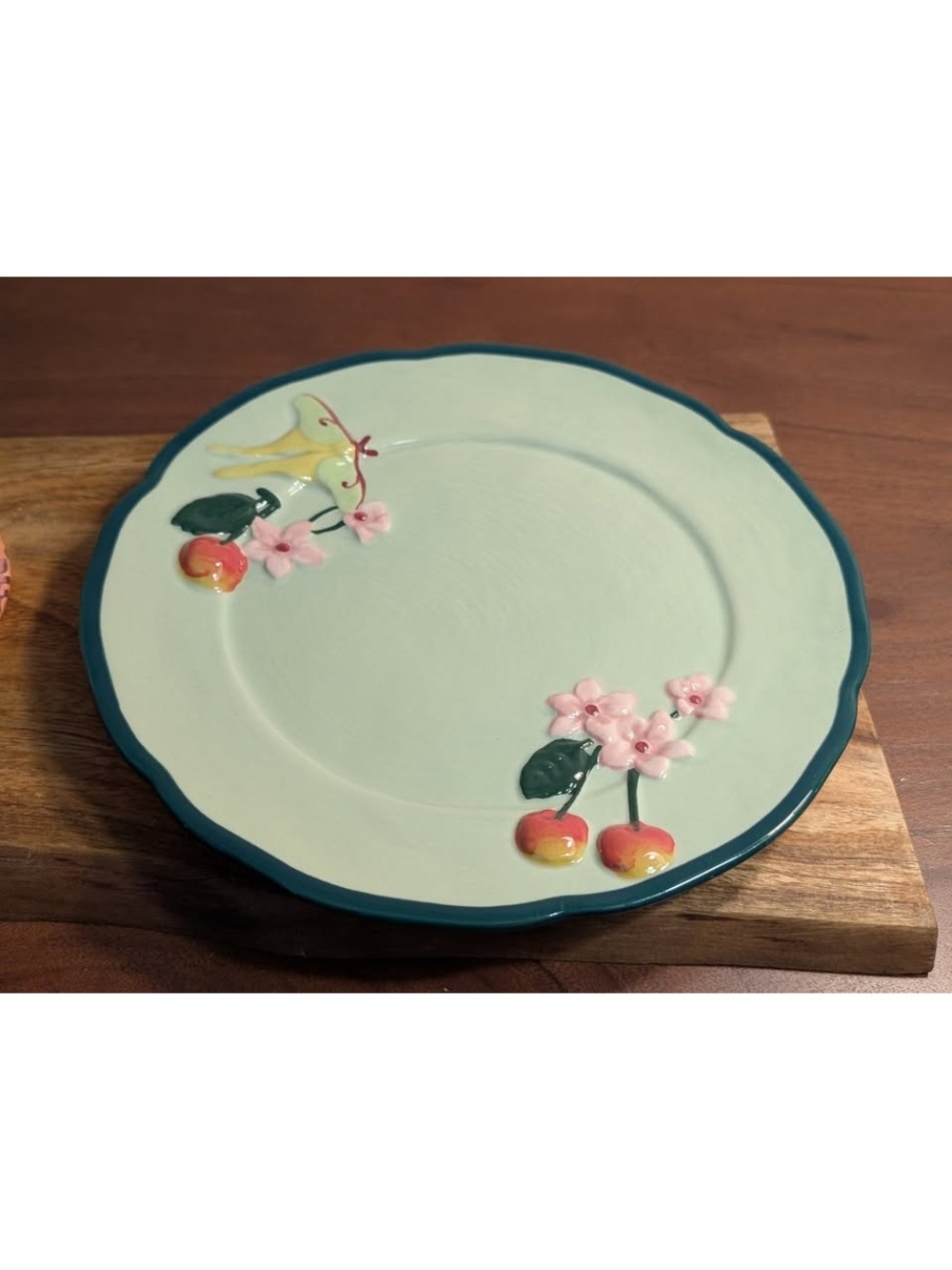 NWT Anthropologie Faye Dessert Plate Green Mint (plate 1)